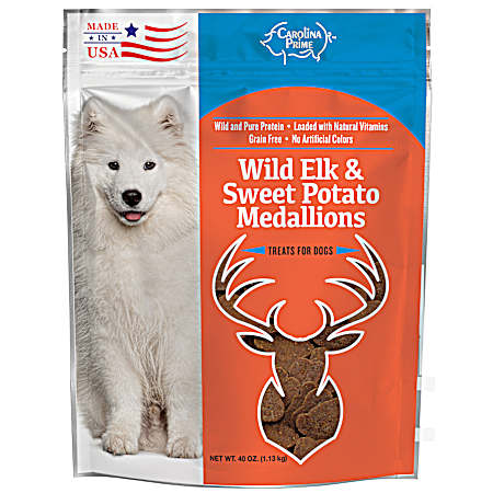 40 oz Wild Elk & Sweet Potato Medallions Dog Treats