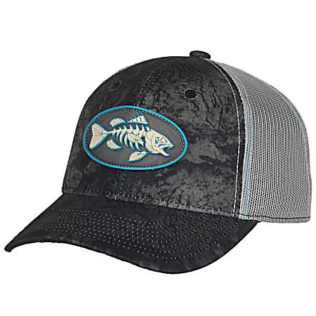 Men's Black/Light Grey Bonefish Oval Patch Meshback Cap