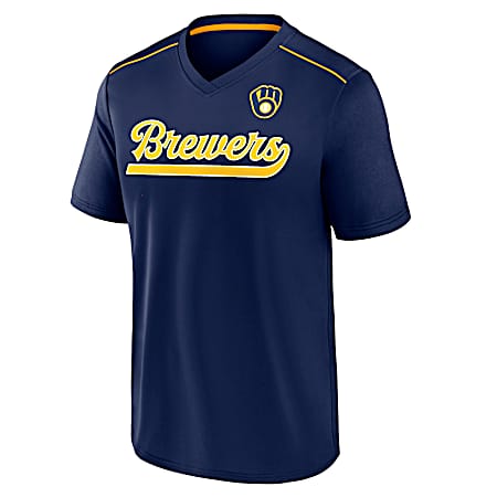 Men's Milwaukee Brewers Athletic Navy/Yellow Gold Primary Hope Short Sleeve Shirt