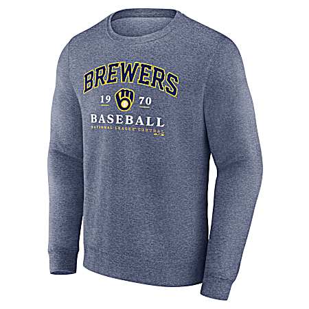 Men's Milwaukee Brewers Athletic Navy Heather Field Advantage Long Sleeve Shirt