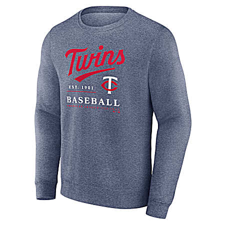 Men's Minnesota Twins Athletic Navy Heather Field Advantage Long Sleeve Shirt