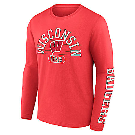 Men's Wisconsin Badgers Faded Red Long Sleeve Shirt