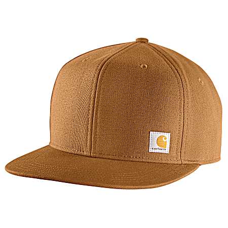 Men's Brown Firm Duck Flat Brim Cap