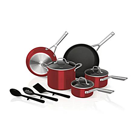 11 Pc Red Cookware Set