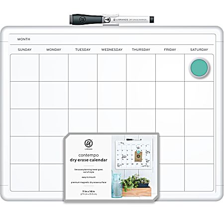 11 in x 14 in Magnetic Monthly Calendar Dry Erase Board