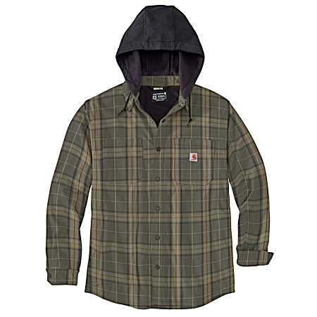 Men's Rugged Flex Relaxed Fit Flannel Fleece Lined Hooded Shirt Jacket