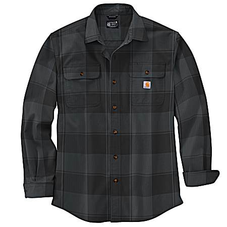 Men's Loose Fit Heavyweight Flannel Long Sleeve Plaid Shirt