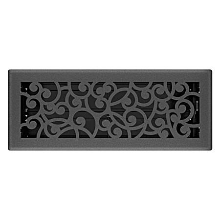 4 in. x 12 in. Black Iron Wonderland Decorative Floor Register