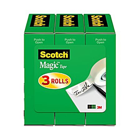 3 pk Magic Tape Invisible 3/4 in x 1 296 in Refills
