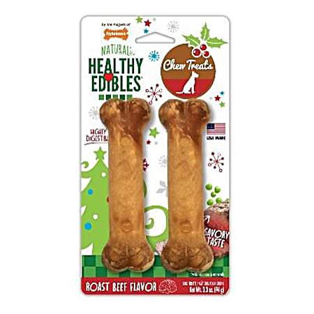 Natural  Healthy Edibles Holiday Roast Beef Dog Bones - 2 Pk