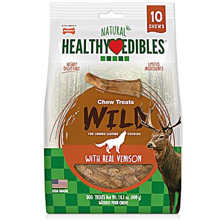 Healthy Edibles Wild Antler Chew Treats w/ Real Venison - 10 Pk