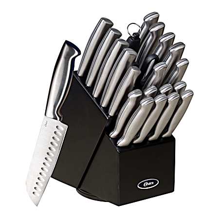 Baldwyn 22-Piece Brushed Satin Cutlery Block Set