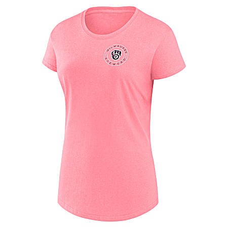 Women's Milwaukee Brewers Coral Sunset Vacation Vibes Short Sleeve Shirt