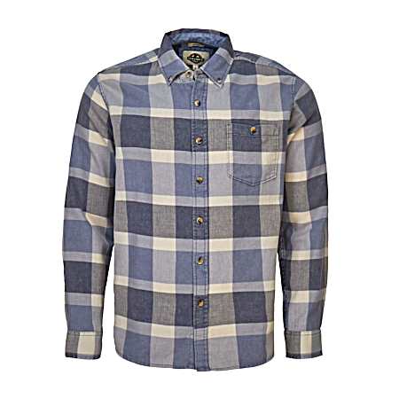 Men's Vintage Long Sleeve Button Down Woven Shirt