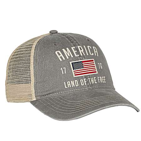 Men's Dark Gray America Land Of The Free Logo Cap