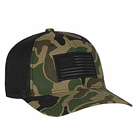 Men's Green/Black American Flag Patch Logo Cap
