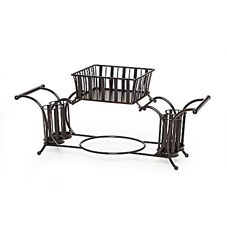 Gourmet Basics Black Band & Stripe Buffet Caddy