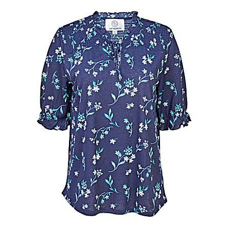 Women's Elbow Sleeve Top w/ Smocking