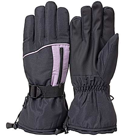 Women's Black/Mauve Ski Gloves