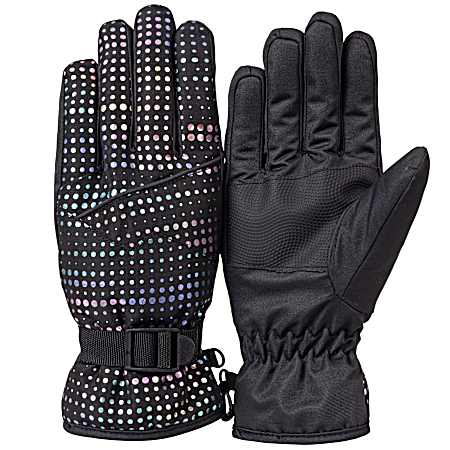 Girls' Rainbow Dot Ski Gloves