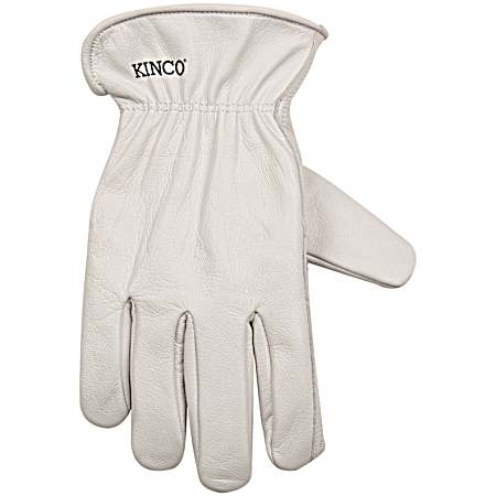 Men's White Pearl Grain Goatskin Driver Gloves