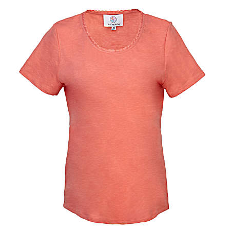 Women's Scoop Lace Neck Short Sleeve Shirt