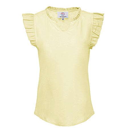 Women's Ruffle Sleeve Split Neck Top Shirt