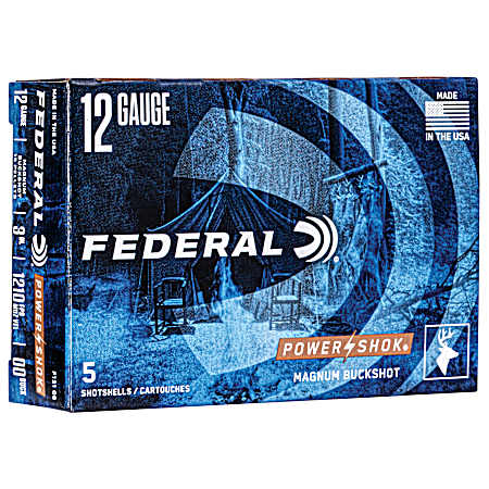 12 Ga 3 in 00 Buck Power Shok Buckshot Shotshells - 5 Rds