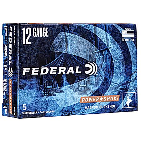 12 Gauge Power Shok 3'' 4 Buckshot Shotshells - 5 Rounds