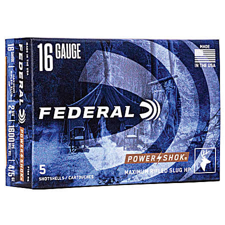 16 Ga 350 Gr Power-Shok Rifled Slug Shotshells - 5 rds