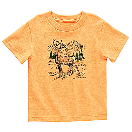 Toddler Boys' Tangerine Deer C Short Sleeve Shirt