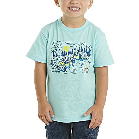 Toddler Boys' Gulf Blue Camping Short Sleeve Shirt