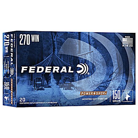 .270 Winchester Power-Shok Jacked Soft Point 150 Grain Centerfire Rifle Cartridges - 20 Rounds