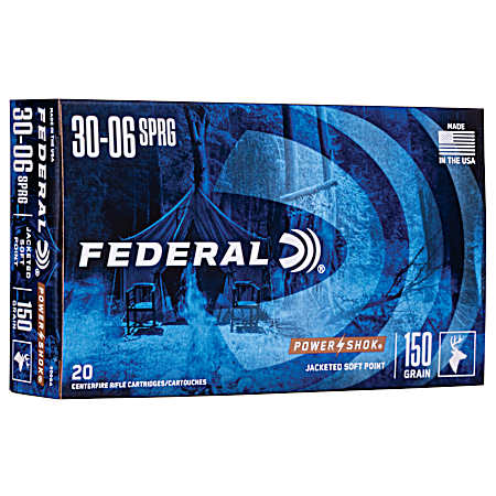 .30-06 Springfield Power-Shok Jacked Soft Point 150 Grain Centerfire Rifle Cartridges - 20 Rounds