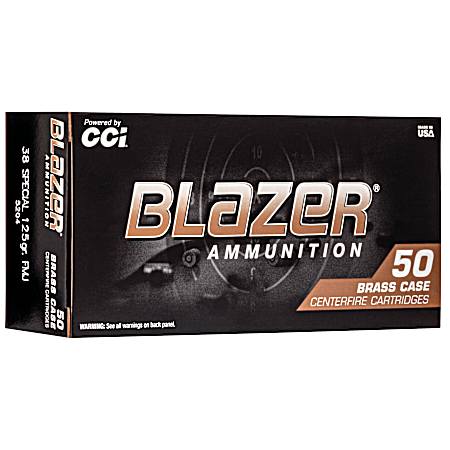 .38 Special Blazer Brass 125 Grain FMJ Centerfire Handgun Cartridges - 50 Rounds