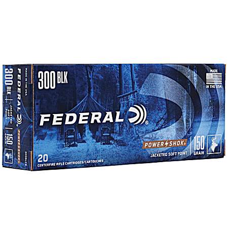 .300 Blackout Power-Shok 150 Grain Jacketed Soft Point Centerfire Rifle Cartridges - 20 Rounds