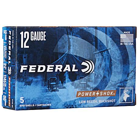 12 Gauge Power-Shok Buckshot Low Recoil 2-3/4'' 9 Shot Shotshells - 5 Rounds