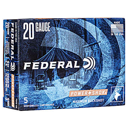 20 Gauge Power-Shok 2-3/4'' 3 Buckshot Shotshells - 5 Rounds