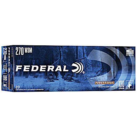 .270 Win Short Magnum Power-Shok 130 Grain Rifle Cartridges - 20 Rounds