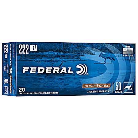 .222 Remington Power-Shok 50 Grain Rifle Cartridges - 20 Rounds