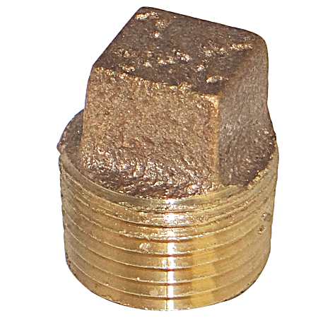 1 in. Brass Square Head Cored Plug Lead Free 