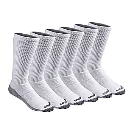 Men's Dri-Tech White Boot Crew Socks  - 6 Pk