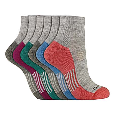 Women's Dri-Tech Light Grey Quarter Socks - 6 Pk