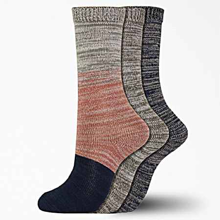 Women's Soft Marl Colorblock Crew Socks - 3 Pk