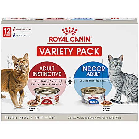 3 oz Adult Feline Nutrition Indoor & Instinctive Variety Pack Wet Cat Food - 12 Ct