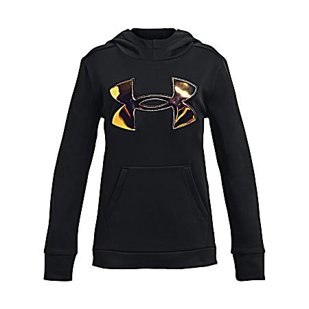 Girls' Black Iridescent Big Logo Hoodie