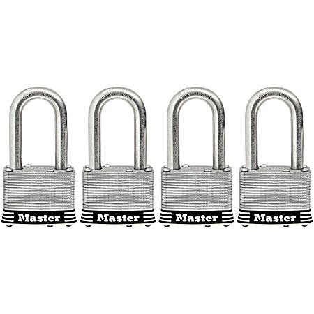  1-3/4 in Wide 1-1/2 in Long Shackle Laminated Stainless Steel Padlock- 4 Pk Keyed Alike