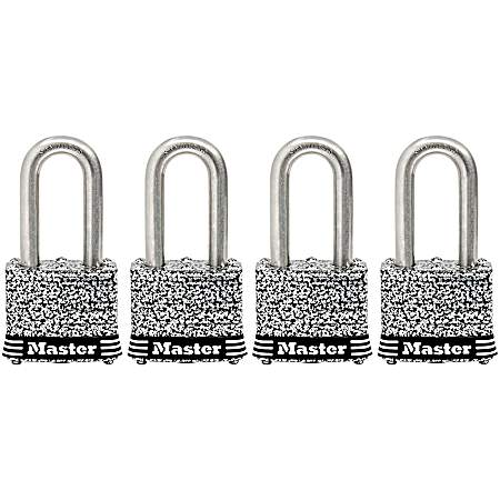 1-9/16 in Wide Laminated Stainless Steel Padlock- 4 Pk Keyed Alike