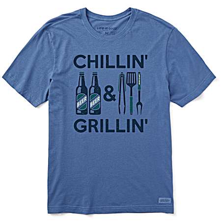 Men's Vintage Blue Chillin & Grillin Short Sleeve Shirt