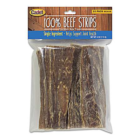 8 in 100% Beef Strips Medium Dog Chews - 10 Pk